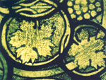 Fig. 1. Corrosion to glass from a choir window in Altenberg
                            cathedral (c.1260), probably resulting from mechanical
                        cleaning.