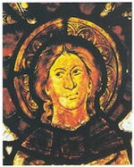 Fig. 24. The angel panel from the church of Sts Cosmas and Damian in
                            Goslar: detail.